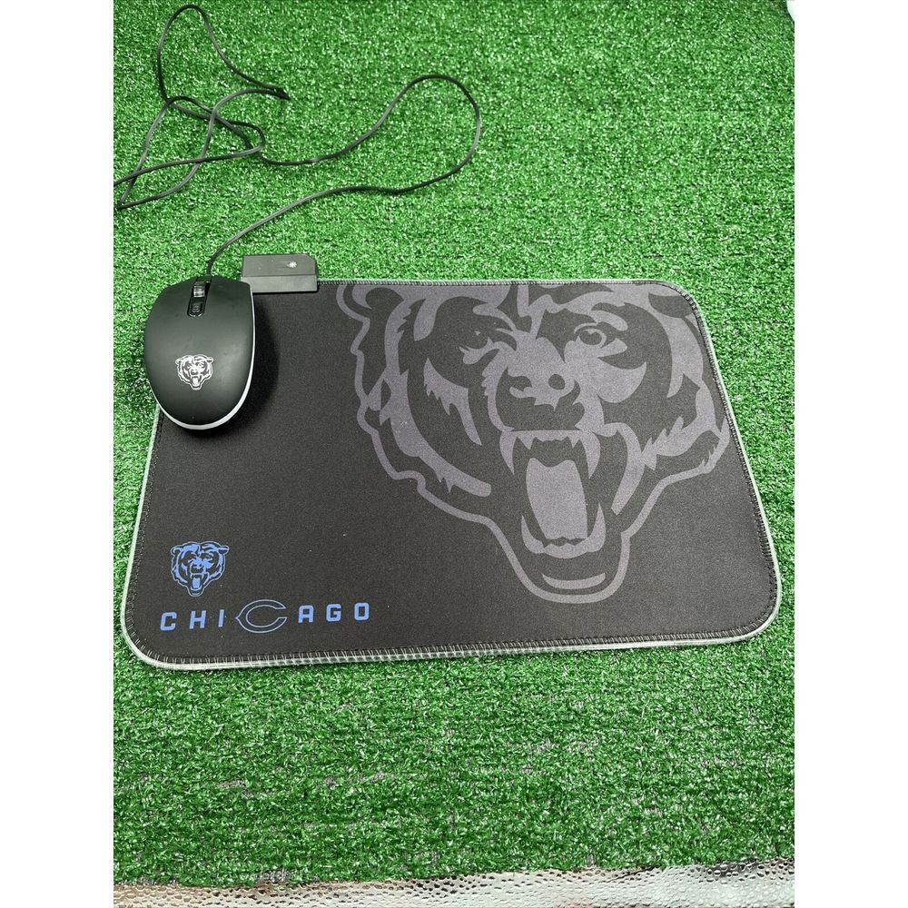 NFL Chicago Bears 3D Optical Mouse & Soft Cloth RGB Mouse Pad‎ Lighted Tested